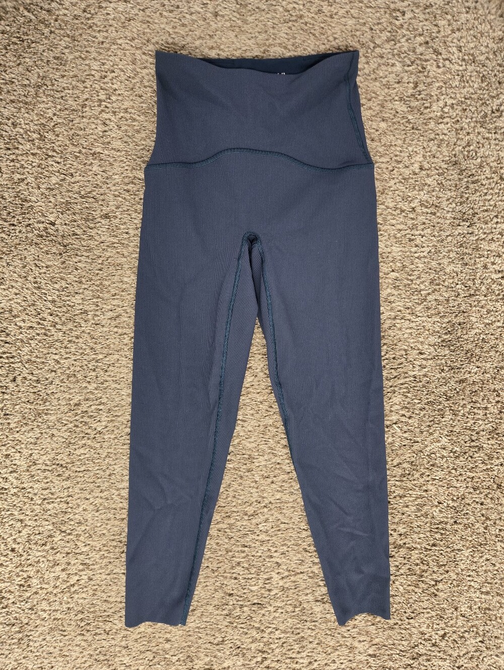 SPANX Teal Ribbed High-Waist Leggings